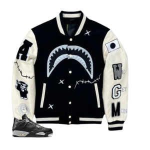 Robert Phillipe We Killed Ape Varsity Jacket Black/White